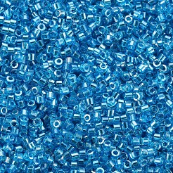ガラスシリンダービーズ  シードビーズ  透明色光沢  丸い穴  ドジャーブルー  1.5~2x1~2mm  穴：0.8mm  約8000個/袋  約1ポンド/バッグ&nbsp;SEED-S047-G-006