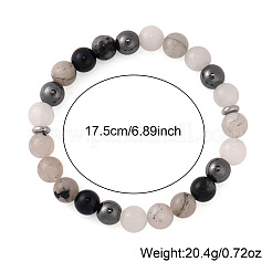 Natural Tourmalinated Quartz & Moonstone & Glass Round Beads Strertch Bracelets for Women Men&nbsp;NE6607