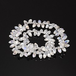 電気メッキガラスビーズセット  トップドリルビーズ  多面カットティアドロップ  ABカラーメッキ  クリアAB  12~13x6mm  穴：1mm  約95~99個/連  15.7~18インチ&nbsp;EGLA-J068-AB01