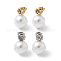 Ion Plating(IP) 304 Stainless Steel Round Stud Earrings&nbsp;EJEW-C099-17D