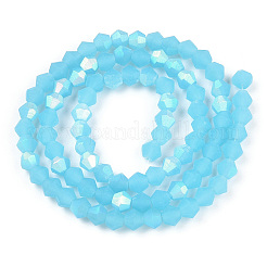 Imitation Jade Bicone Frosted Glass Bead Strands&nbsp;GLAA-F029-JM4mm-A03