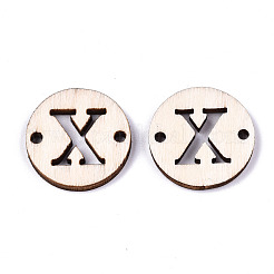 未完成の天然ポプラ材リンクコネクター  レーザー切断  単語とフラットラウンド  文字.x  19.5x2.5mm  穴：2mm&nbsp;WOOD-S045-140A-01X
