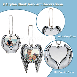 4 Sets 2 Style Zinc Alloy Heat Transfer Sublimation Blank Pendant Decorations&nbsp;AJEW-FH0003-32