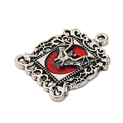 ハロウィン合金エナメルペンダント  アンティークシルバー  バットを持つ長方形  レッド  25.5x19.5x3mm  穴：1.5mm&nbsp;ENAM-K079-01B-AS