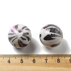 不透明なアクリルビーズの印刷  ラウンド  ホワイト  19.5x19mm  穴：2.8mm&nbsp;OACR-H049-01B