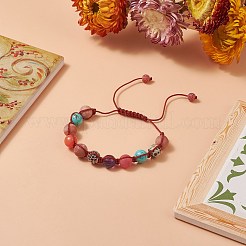 Round Natural Mixed Gemstone Braided Bead Bracelet&nbsp;BJEW-JB09298