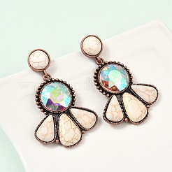 Alloy Synthetic Turquoise Dangle Stud Earrings&nbsp;LS-EJEW-U053-04A-R