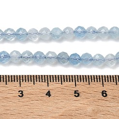 天然石アクアマリンビーズ連売り  ラウンド  多面カット  4~4.5mm  穴：0.7mm  約45~55個/連  7.68~7.87''（19.5~20センチメートル）&nbsp;G-B168-A02-4mm