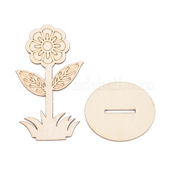 Diyの未完成の木の花の切り抜き  スロット付き  クラフト絵画用品用  バリーウッド  5.9x5x9.9cm&nbsp;WOOD-P017-06