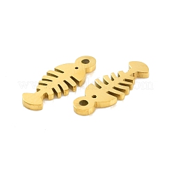 イオンプレーティング（IP）304ステンレススチールチャーム  レーザー切断  魚の骨のチャーム  18KGP本金メッキ  13x5x1mm  穴：1mm&nbsp;STAS-D051-49G