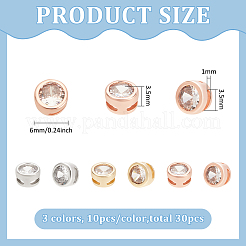 30Pcs 3 Colors Rack Plating Brass Micro Pave Cubic Zirconia Slide Charms&nbsp;KK-BC0012-83