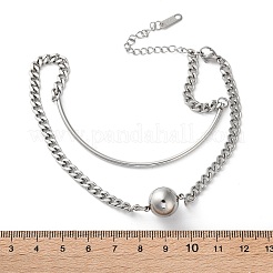 304ステンレススチールカーブチェーンラップブレスレット女性用  ステンレス鋼色  13インチ（33cm）&nbsp;BJEW-A036-12P