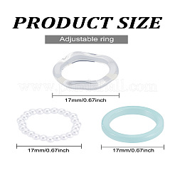 女性用アクリル指輪1セット  淡いターコイズ  3~5.5mm  米国サイズ6(16.5mm~18.1mm)&nbsp;RJEW-LP0008-18B