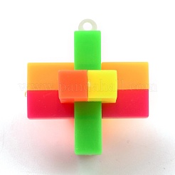 プラスチックチャーム  バブルポッパーそわそわおもちゃ  ストレス不安緩和玩具  パズルブロックペンダント  クロス  カラフル  37x32.5x33mm  穴：2mm&nbsp;KY-B002-03