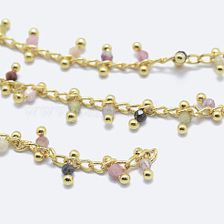 Natural Multicolor Tourmaline Handmade Beaded Chains&nbsp;CHC-P003-11G