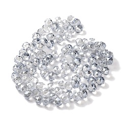 パール光沢メッキ電気メッキビーズ連売り  多面カット  ロンデル  ライトスチールブルー  8x6mm  穴：1.2mm  約95~98個/連  20.07~20.86インチ（51~53cm）&nbsp;EGLA-H104-09A-PL03