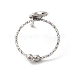 変色しない304ステンレススチール製ハートオープンカフリング女性用  ステンレス鋼色  usサイズ8（18.1mm）&nbsp;RJEW-H136-03P