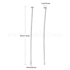 変色防止ジュエリーツールと機器装飾ステンレススチールフラットヘッドピン  ステンレス平頭ピン  30x0.6mm  22ゲージ  ヘッド：1mm&nbsp;X-STAS-E023-0.6x30mm