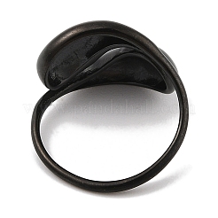 女性用オープン304ステンレススチール指輪  ティアドロップ  ブラック  15mm  内径：18mm&nbsp;RJEW-B070-01EB