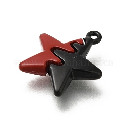 赤と黒のダブルスクリーン合金ペンダント  スター  20x18x4mm  穴：1.2mm&nbsp;FIND-Z067-01B-10