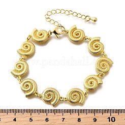 女性用真鍮製コンクリンクブレスレット  カドミウムフリー＆鉛フリー  ラックめっき  長持ちメッキ  18KGP本金メッキ  7.09インチ（18cm）&nbsp;BJEW-D317-03G