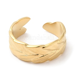 304 Stainless Steel Leaf Open Cuff Ring for Women&nbsp;RJEW-I098-07G