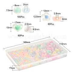 240個3スタイル透明アクリルビーズ  艶消し  二層ビーズ  ミックス型  ミックスカラー  12~13x12~17x6~9.5mm  穴：2~2.5mm&nbsp;FACR-YW0001-04