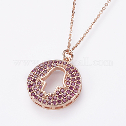 Brass Micro Pave Cubic Zirconia Pendant Necklaces&nbsp;NJEW-E111-51RG