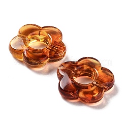 グラデーションカラー透明アクリルビーズ  中央掘削  花  暗赤色  14x14.5x4mm  穴：1.6mm&nbsp;OACR-N137-49A