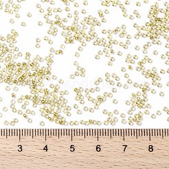 MIYUKIラウンドロカイユビーズ  日本製シードビーズ  15/0  （rr1125)スパークリングハニーベージュ裏地シャルトルーズ  1.5mm  穴：0.7mm  約5555個/10g&nbsp;X-SEED-G009-RR1125