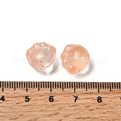 透明ガラスビーズ  足跡  グリッターパウダー付き  オレンジ  12x13x8mm  穴：0.9mm  803個/ 1000g&nbsp;GLAA-D304-02H