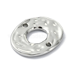 メッキ合金のリンクをラック  テクスチャ加工された中空楕円コネクタチャーム  プラチナ  18x15x2mm  穴：1.5mm&nbsp;FIND-M014-02P