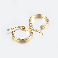 304ステンレススチールフープピアス  低刺激性のイヤリング  リング  ゴールドカラー  19x18x4mm  ピン：1x0.8mm&nbsp;X-EJEW-G239-51G