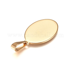 304ステンレスペンダント  空白タグのスタンプ  オーバル  ゴールドカラー  31.5x20x1.5mm  穴：10x4.5mm&nbsp;STAS-I135-30G