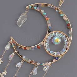 Iron & Brass & Crystal Glass Sun Catcher Pendants&nbsp;HJEW-K049-03