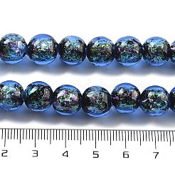 手作りのホイルランプワークビーズ連売り  ラウンド  藤紫色  10mm  約40個/連  14.57''（37センチメートル）&nbsp;FOIL-K003-06B-19