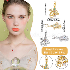 8Pcs 2 Colors Brass Micro Pave Colorful Cubic Zirconia Pendants&nbsp;ZIRC-BBC0001-08