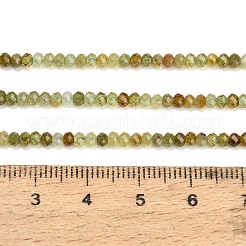 天然のグリーンガーネットビーズ連売り  多面カット  ロンデル  3x2mm  穴：0.6mm  約177~185個/連  15.31''~15.43''（38.9~39.2センチメートル）&nbsp;GG-CBA77FB-C01-01