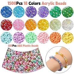 DIYブレスレット作りキット  丸いアクリルビーズと ABS プラスチックビーズを含む  伸縮性のある糸  ミックスカラー  108 G /ボックス&nbsp;DIY-YW0007-91