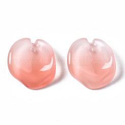 ツートンスプレー塗装ガラスペンダント  花びら  ライトコーラル  20~21x18~19x7~8mm  穴：1mm&nbsp;GLAA-N042-003-D03