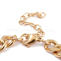 PVD Vacuum Plating 304 Stainless Steel Curb Chains Anklets&nbsp;AJEW-I295-03G