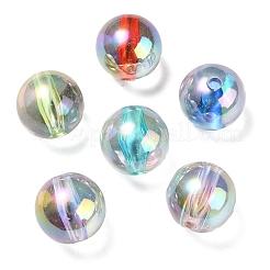 UVメッキ透明レインボー虹色アクリルビーズ  ラウンド  ミックスカラー  16x15.5mm  穴：3mm&nbsp;OACR-F004-01