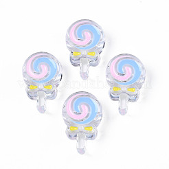 透明なアクリルビーズ  エナメル  ロリポップ  ミックスカラー  28x18.5x10.5mm  穴：3mm&nbsp;ACRC-S039-04