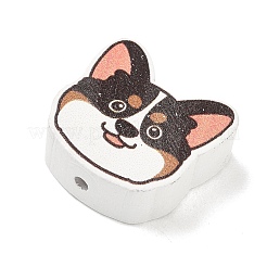 プリントウッドビーズ  犬  コーヒー  19x20x7.5mm  穴：2.5mm&nbsp;WD-CBAA998-B03