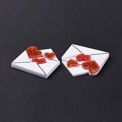 アクリルパーツ  バレンタインデーのテーマ  封筒模様  34.5x32.5x4mm  穴：1.5mm&nbsp;SACR-G030-03E