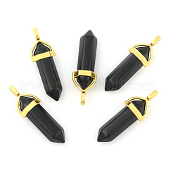 Natural Black Obsidian Bullet Double Terminated Pointed Pendants&nbsp;G-G902-B25
