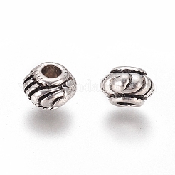 チベット風合金スペーサービーズ  無鉛の  ロンデル  アンティークシルバー  6x4mm  穴：2mm&nbsp;X-TIBEB-Q39-AS-LF