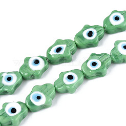 手作りナザールボンジュウランプワークビーズ連売り  魚  ミックスカラー  13~15x10~11x5~6mm  穴：1.6~1.8mm  約28個/連  14.37''（36.5センチメートル）&nbsp;LAMP-T022-07M