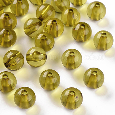 透明なアクリルビーズ  ラウンド  ゴールデンロッド  12x11mm  穴：2.5mm  約566個/500g&nbsp;MACR-S370-A12mm-737-1