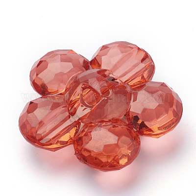 透明なアクリルビーズ  花  ミックスカラー  36x35x14mm  穴：3.5mm  約75個/500g&nbsp;TACR-T002-17-1